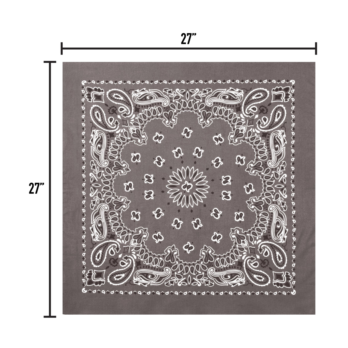 Rothco Trainmen Paisley Bandana – Extra-Large - 27” X 27" - Rothco 4349-GY