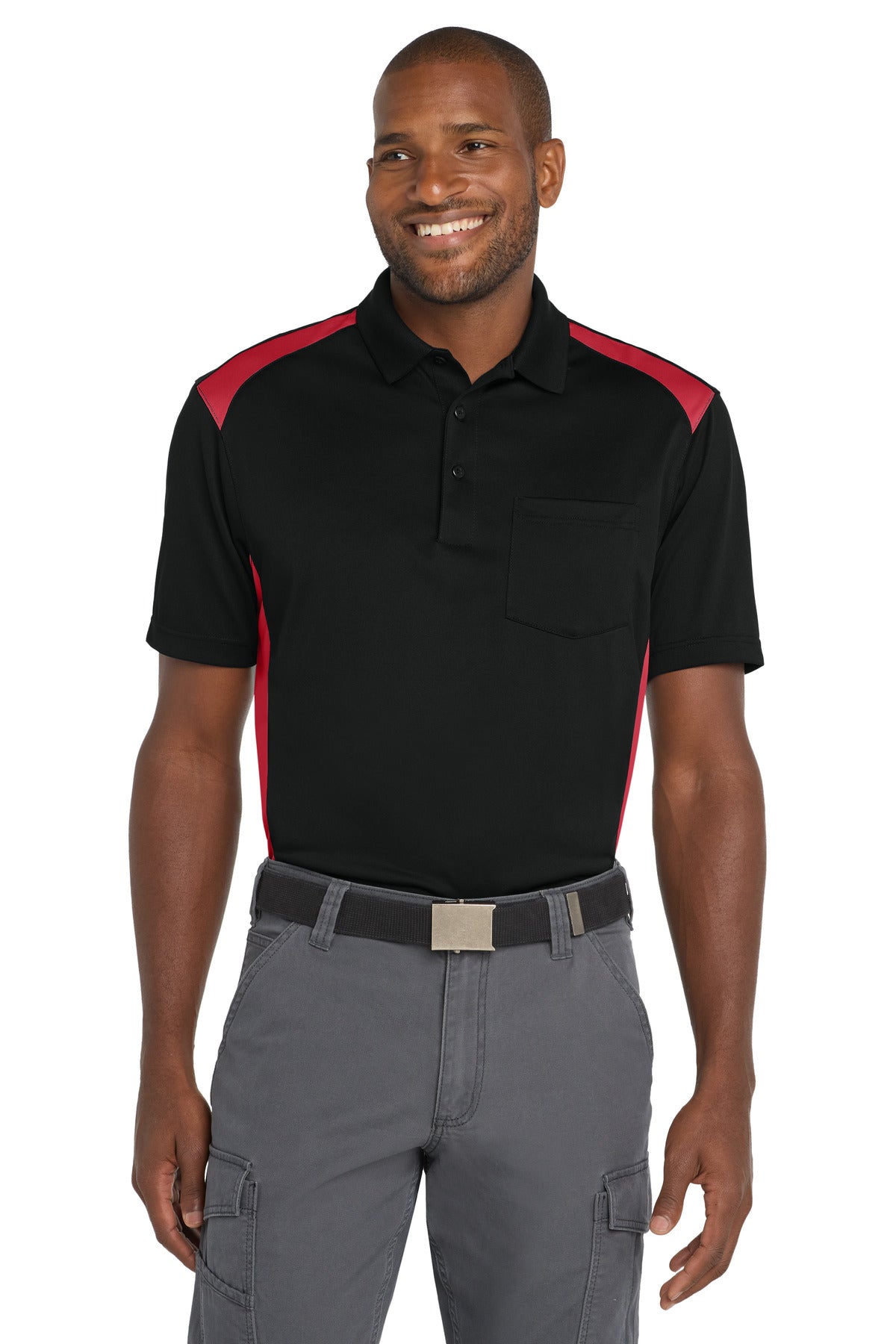 CornerStone® Select Snag-Proof Two Way Colorblock Pocket Polo. CS416