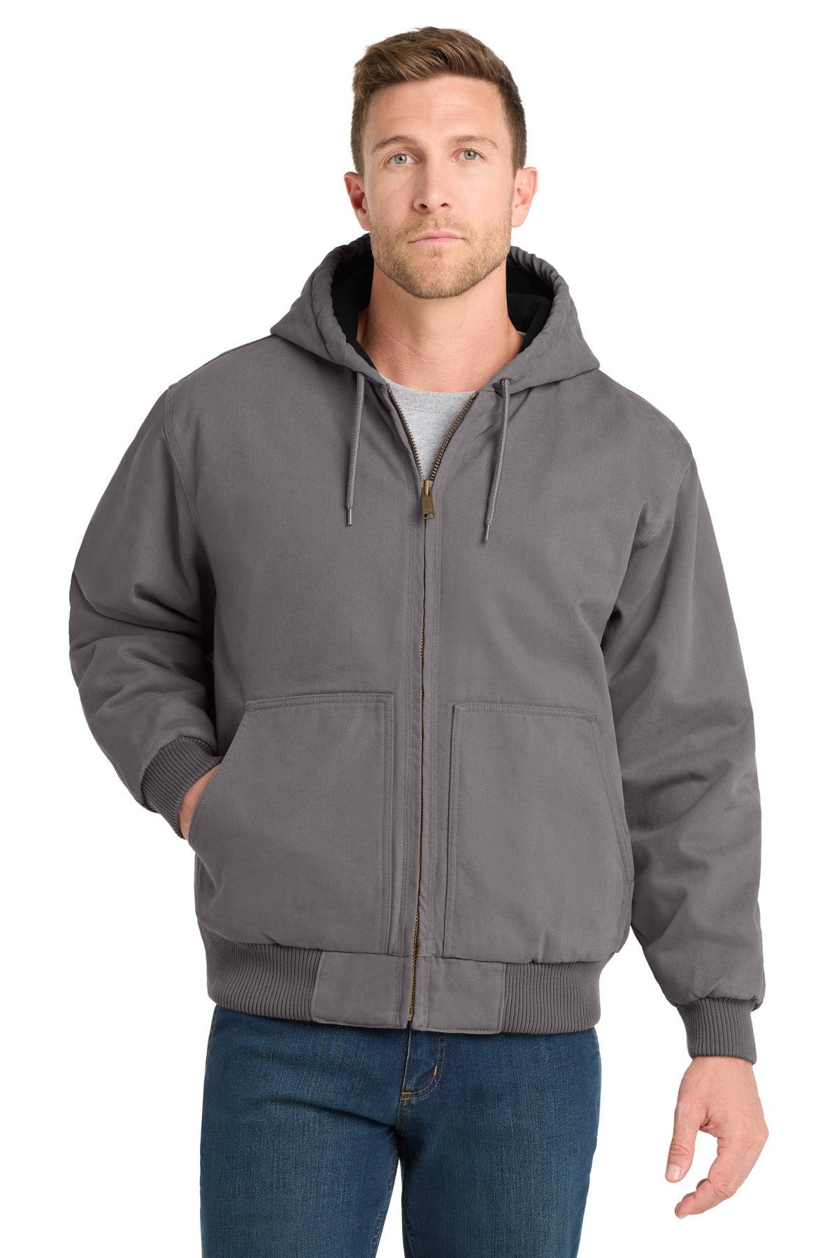 CornerStone® Washed Duck Cloth Insulated Hooded Work Jacket. CSJ41