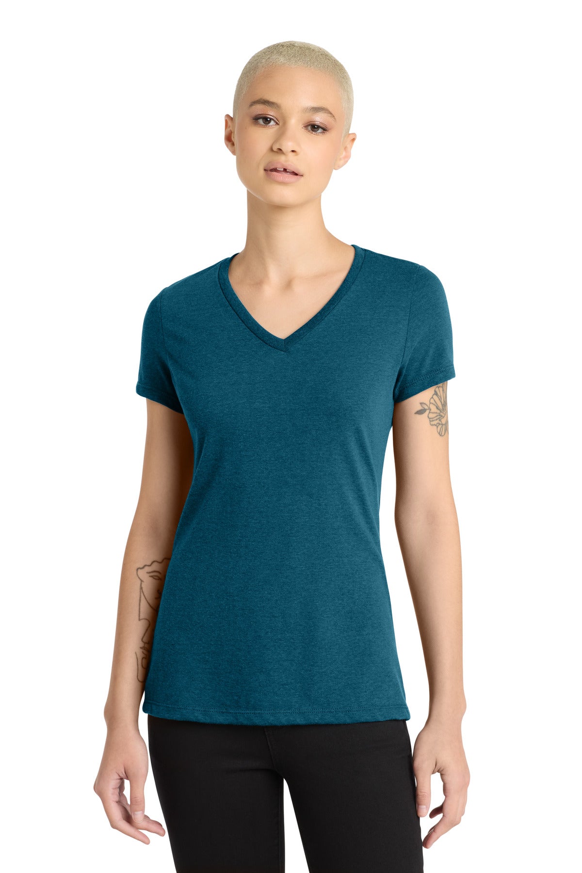 District® Women's Perfect Blend® CVC V-Neck Tee. DM1190L