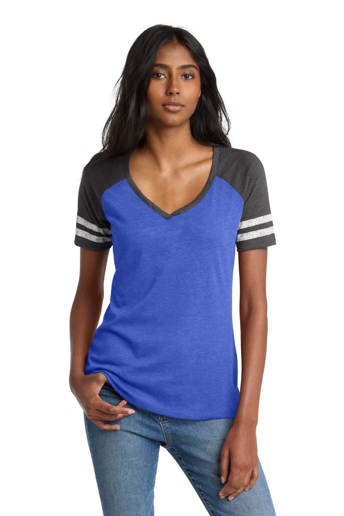 District ® Women's Game V-Neck Tee. DM476