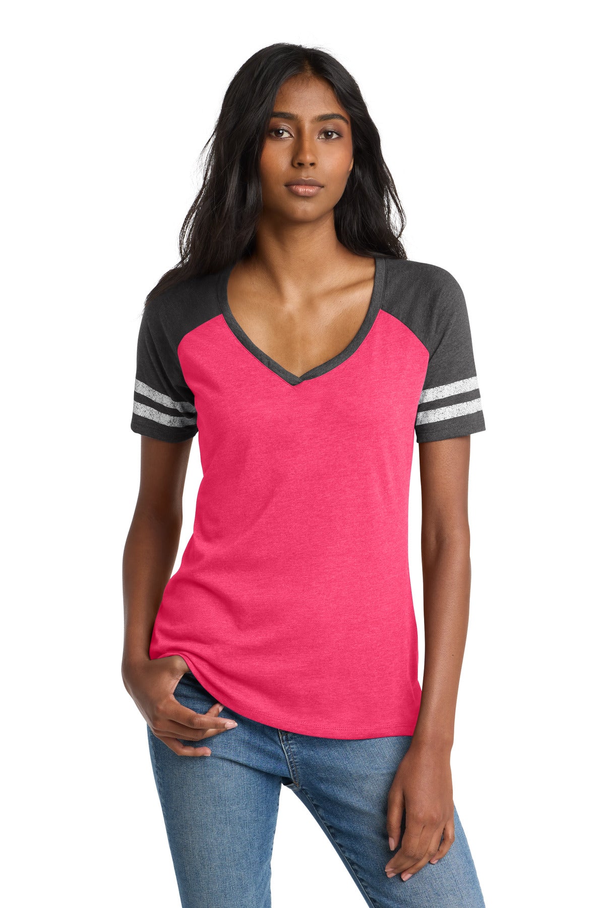 District ® Women's Game V-Neck Tee. DM476