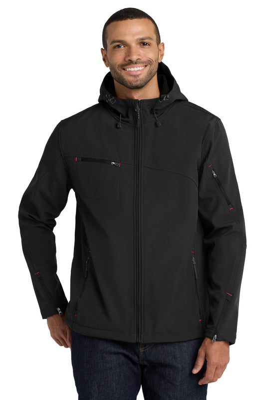 Port Authority® Textured Hooded Soft Shell Jacket. J706