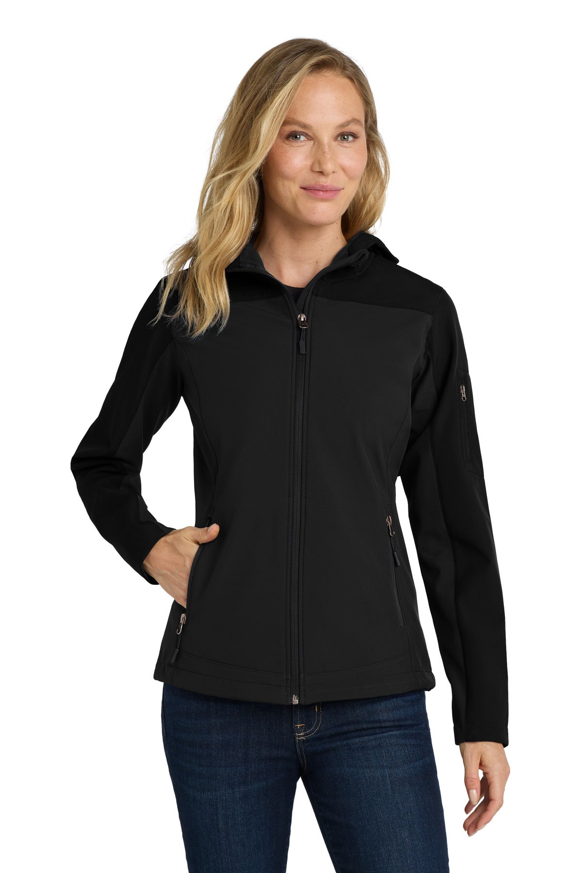 Port Authority® Women's Hooded Core Soft Shell Jacket. L335