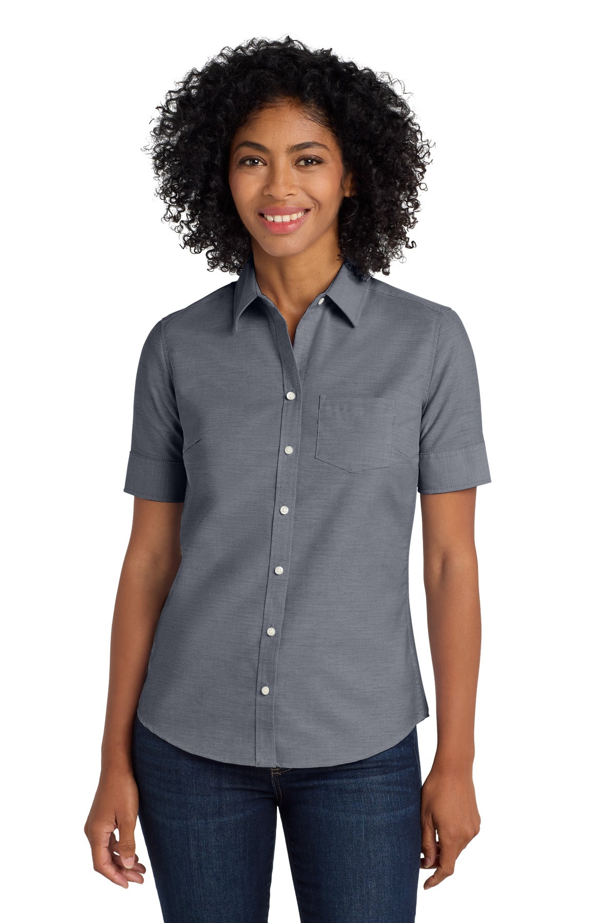 Port Authority® Women's Short Sleeve SuperPro™ Oxford Shirt. L659