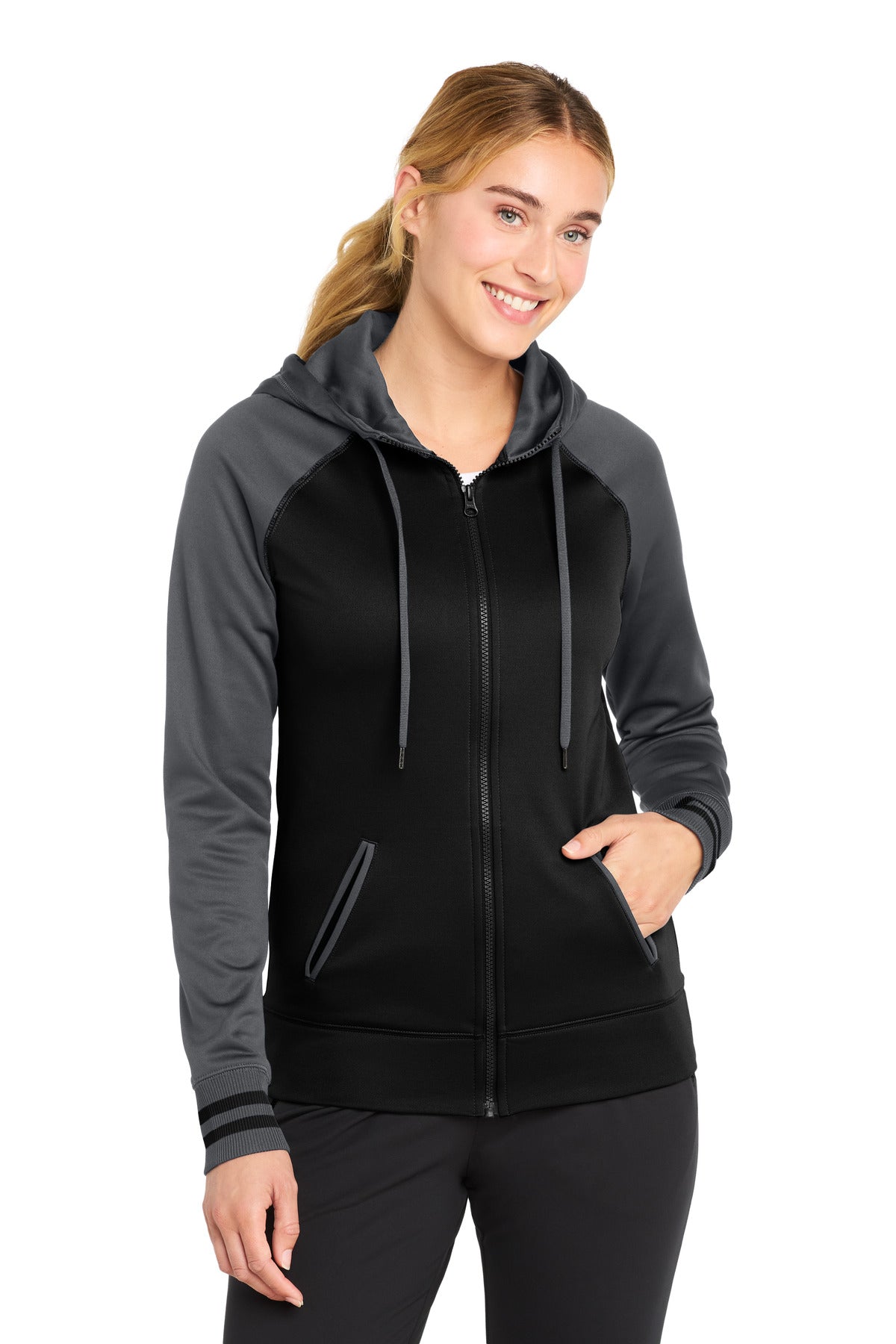 Sport-Tek® Women's Sport-Wick® Varsity Fleece Full-Zip Hooded Jacket. LST236