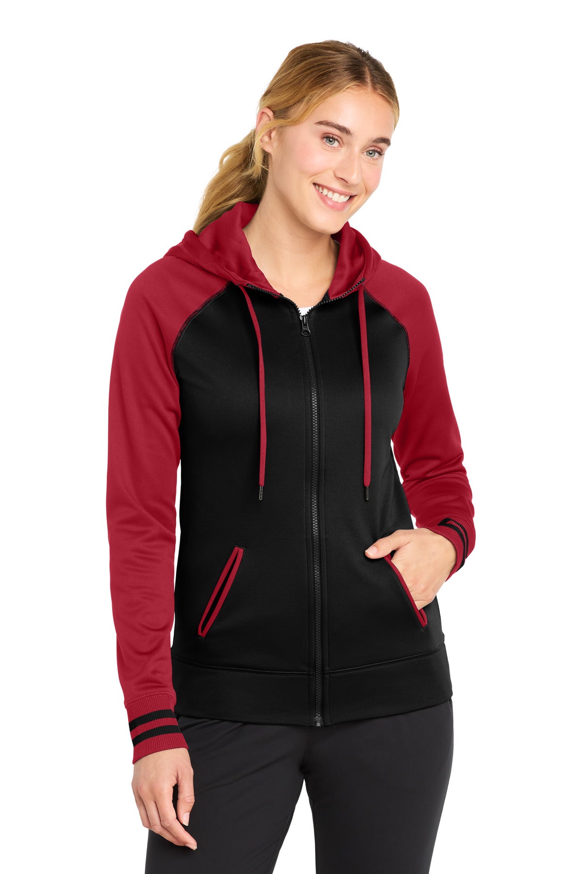 Sport-Tek® Women's Sport-Wick® Varsity Fleece Full-Zip Hooded Jacket. LST236
