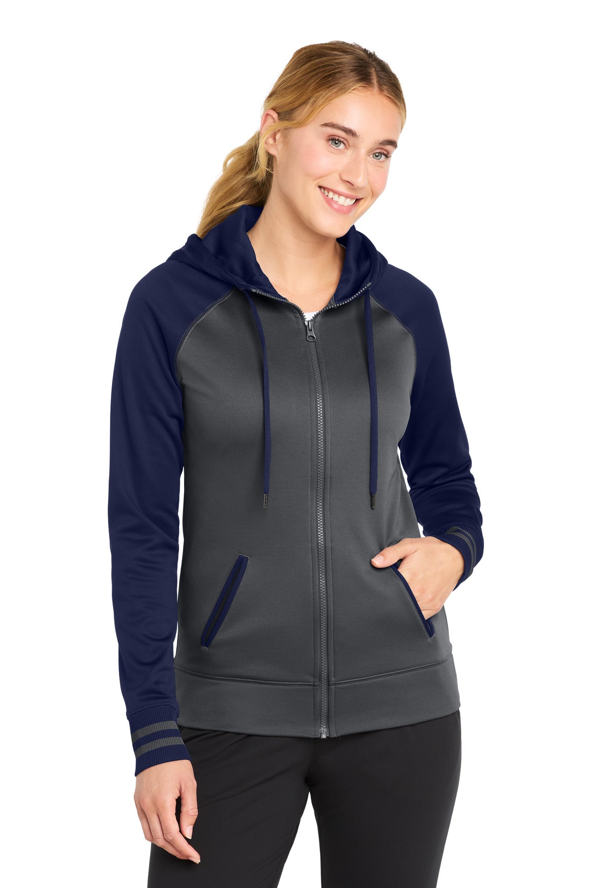 Sport-Tek® Women's Sport-Wick® Varsity Fleece Full-Zip Hooded Jacket. LST236