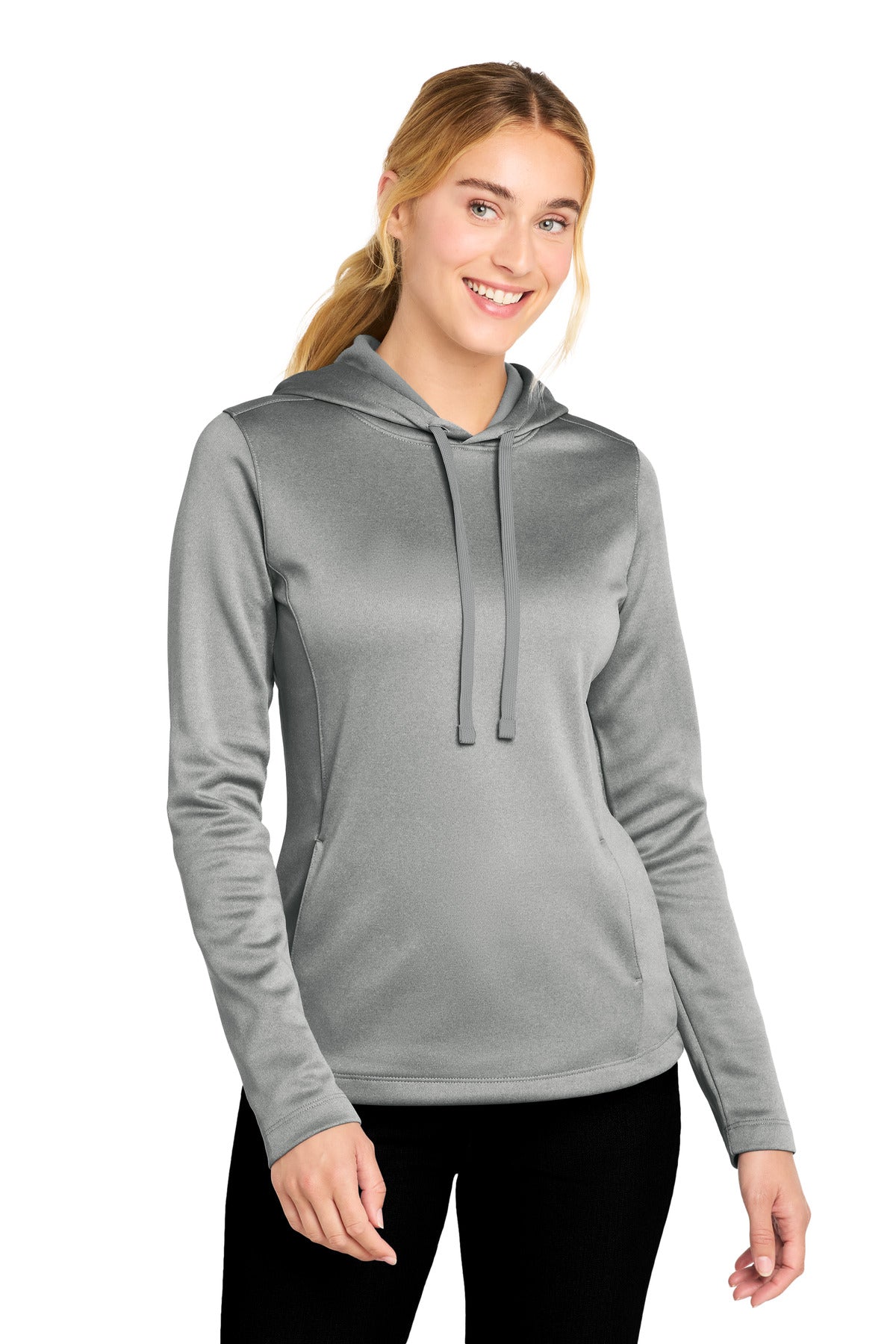Sport-Tek ® Women's PosiCharge ® Sport-Wick ® Heather Fleece Hooded Pullover. LST264