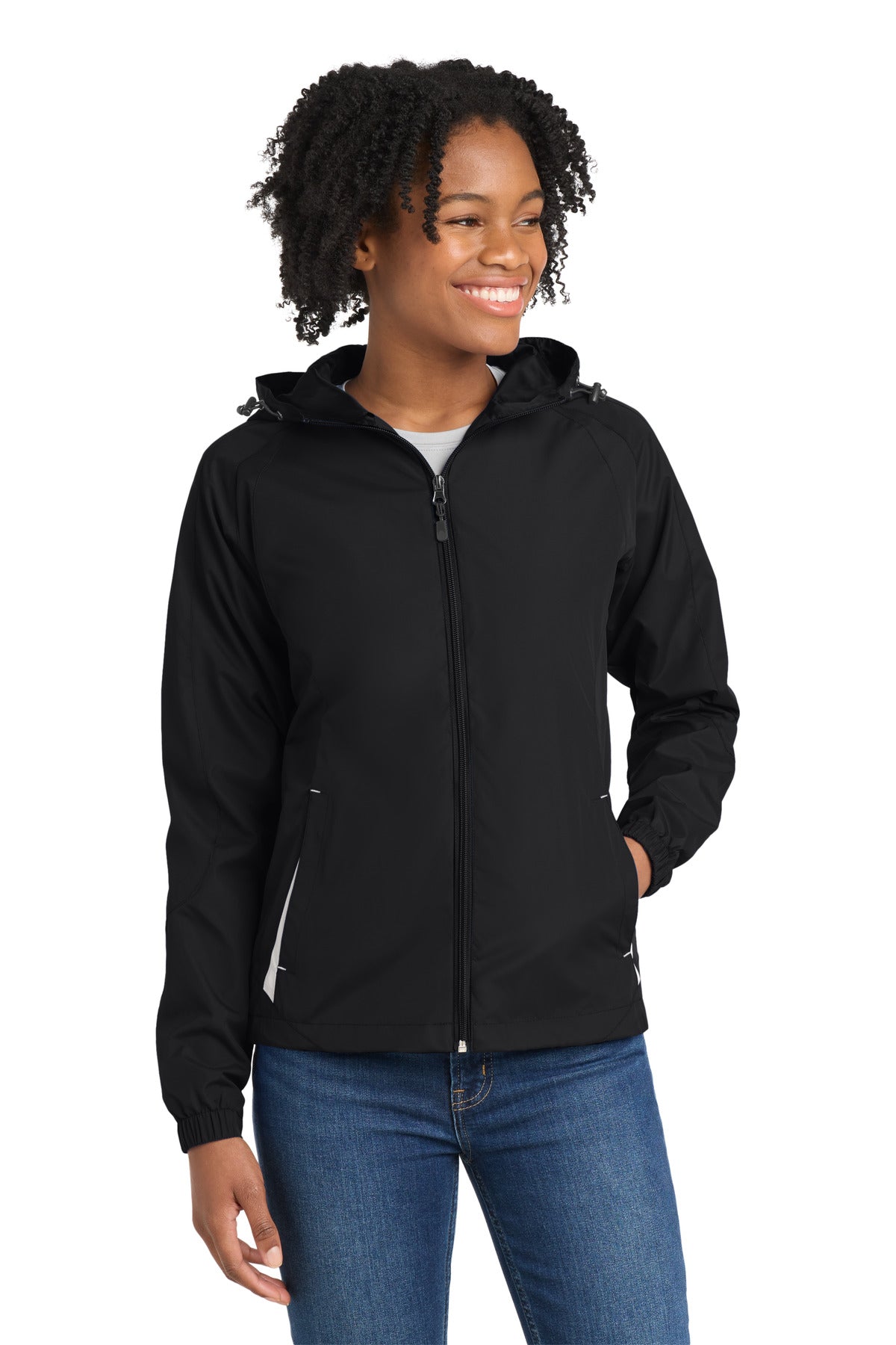 Sport-Tek® Women's Colorblock Hooded Raglan Jacket. LST76