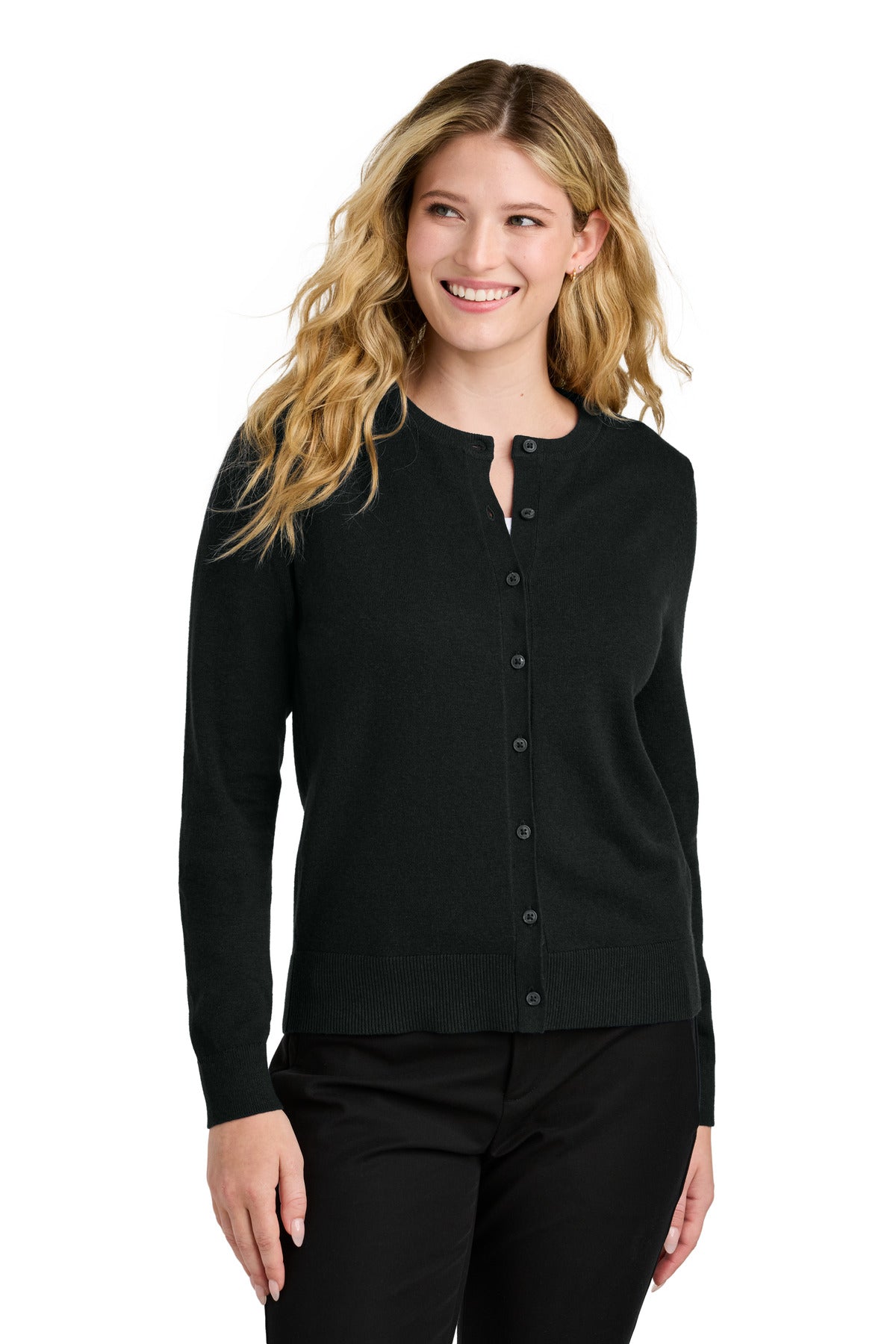 Port Authority® Women's Easy Care Crewneck Cardigan Sweater LSW2870