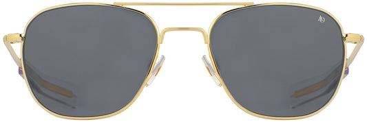 AO Eyewear Original Pilot Sunglasses - Gold frame, True Color Grey glass lenses