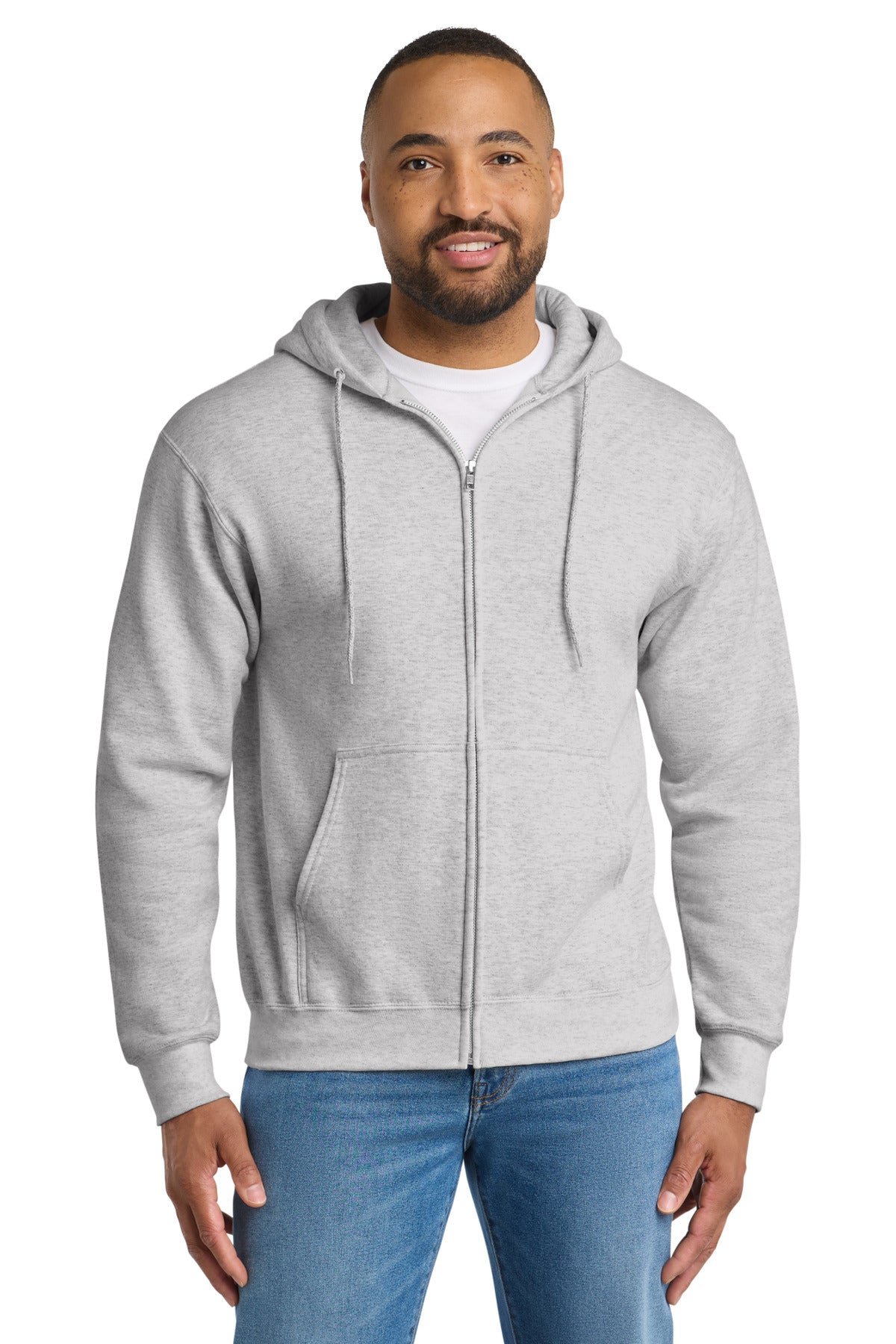 Port & Co® Essential Fleece Full-Zip Hooded Sweatshirt.  PC90ZH