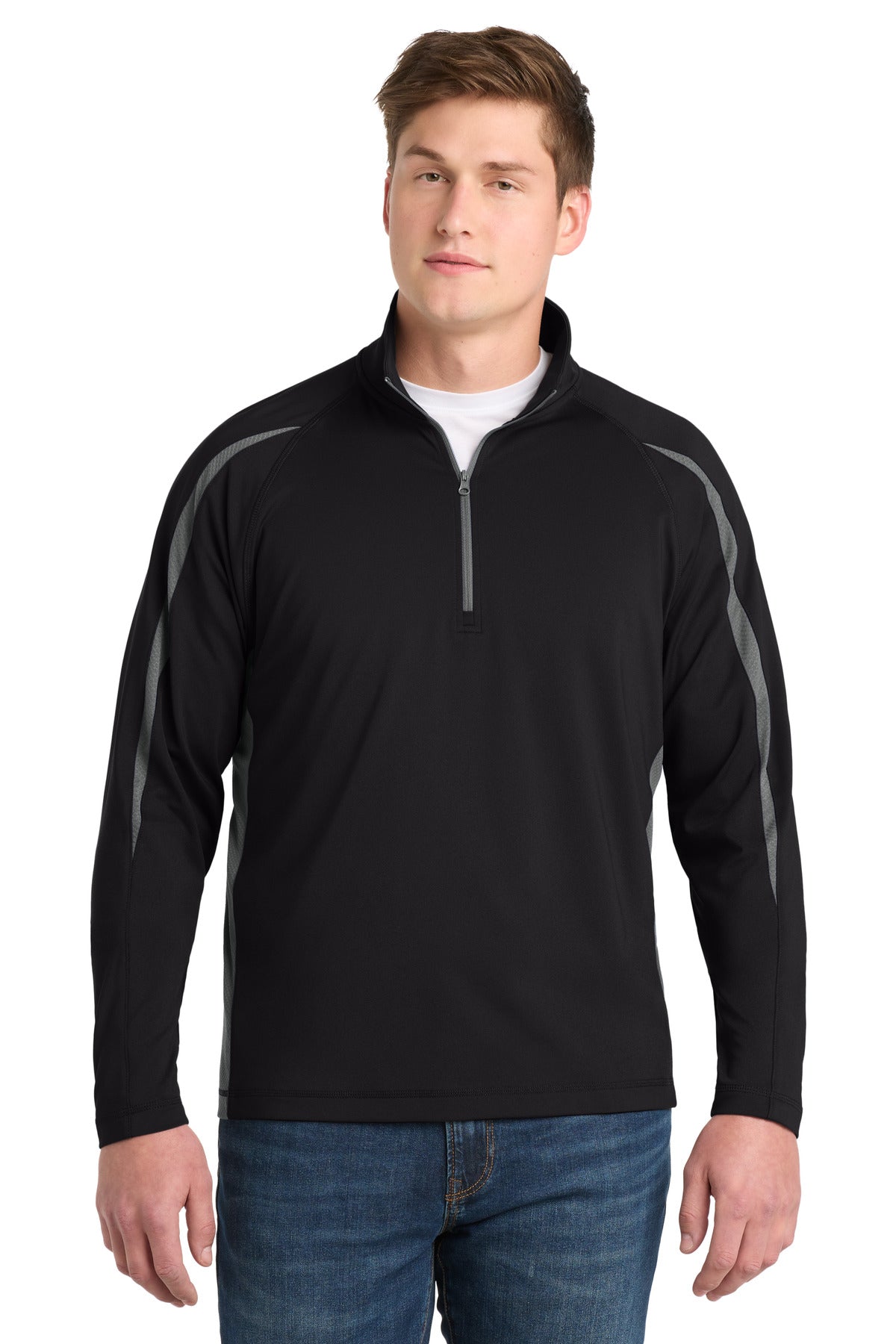 Sport-Tek® Sport-Wick® Stretch 1/4-Zip Colorblock Pullover. ST851