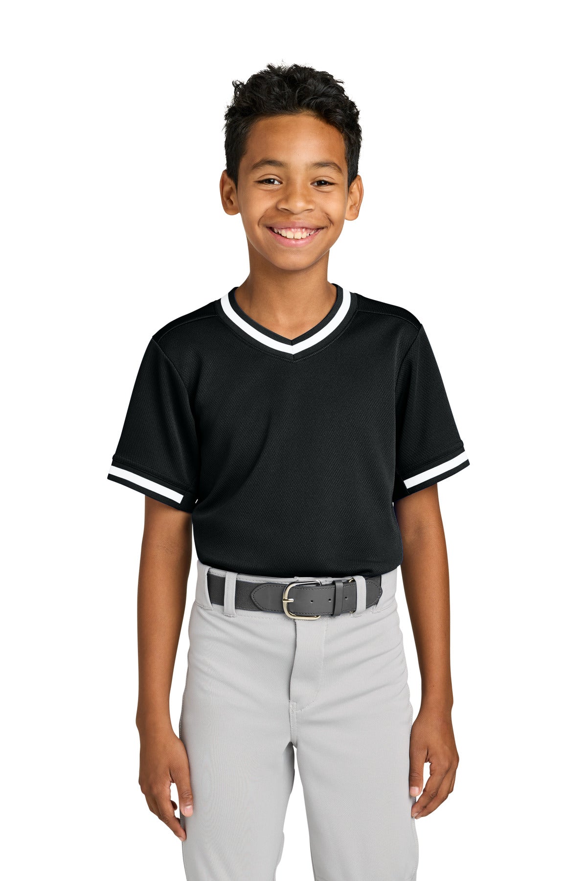 Sport-Tek® Youth Tough Mesh V-Neck Baseball Jersey YST221