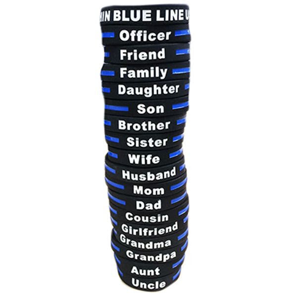 Personalized - Thin Blue Line Silicone Bracelet