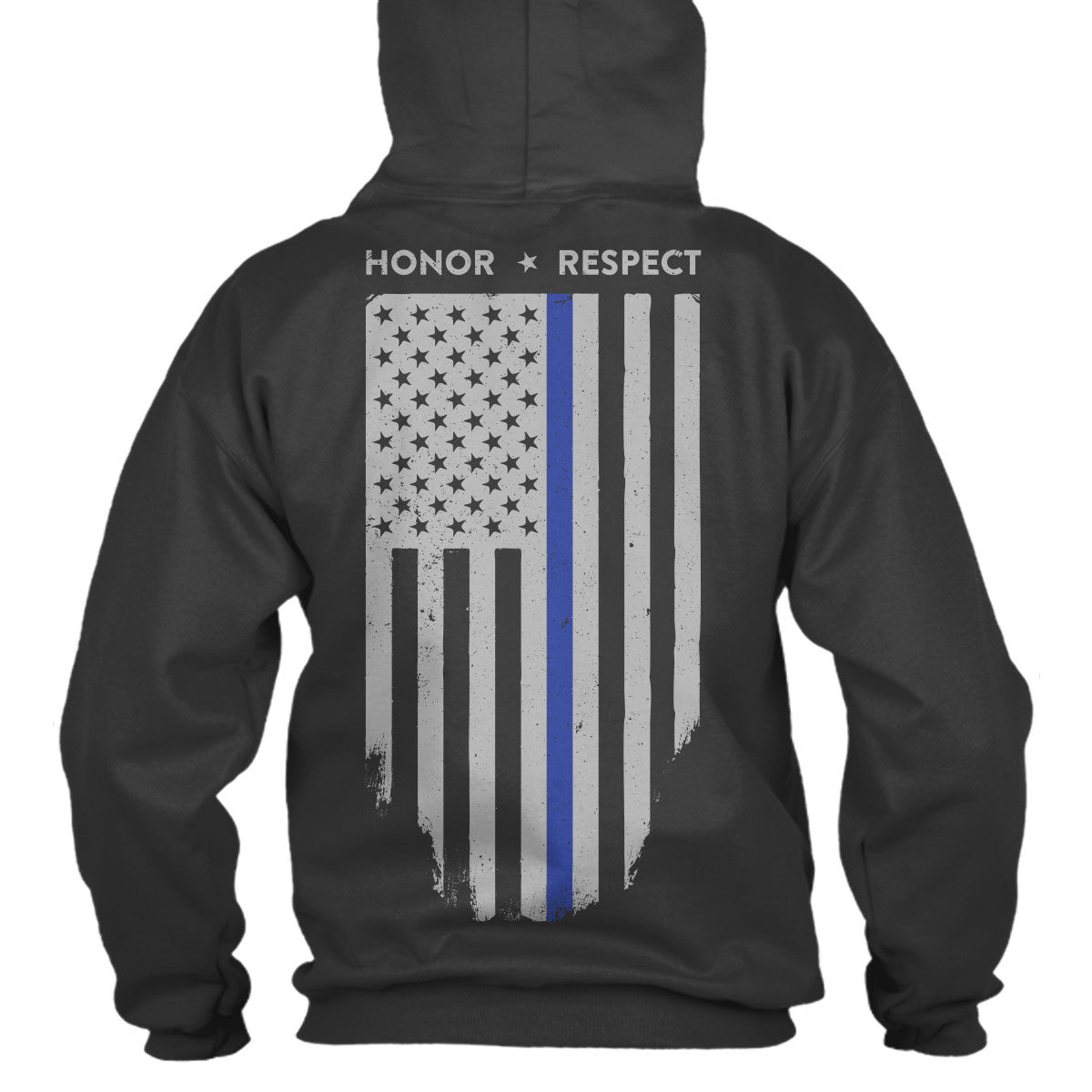 Hoodie Unisex - Thin Blue Line American Flag HONOR & RESPECT