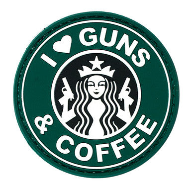 I Love Guns & Coffee Rubber Patch (Green)